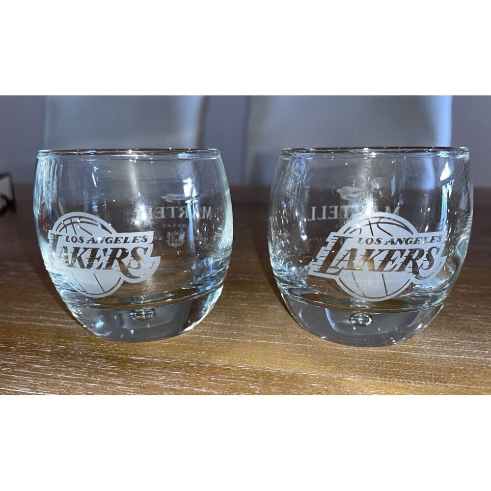 Set of 2 collectable Martell Cognac for Los Angeles Lakers glasses Gift